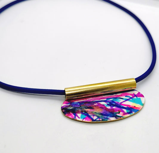Abstract necklace on nylon rope 