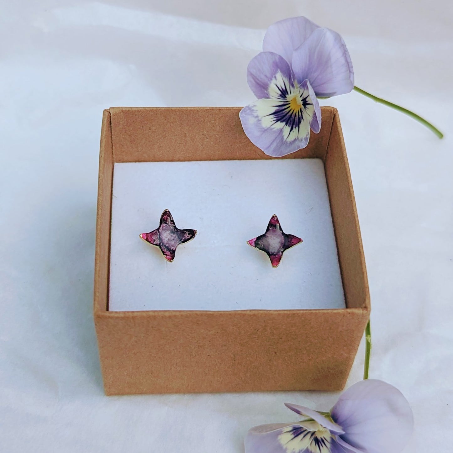 'Theia's Garden' Red Star Stud Earrings