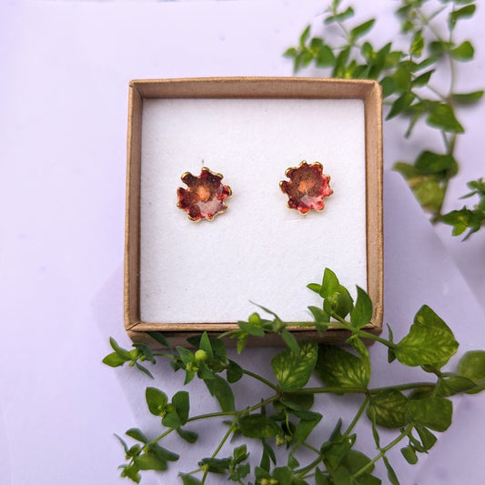 'Theia's Garden' Red Stud Earrings