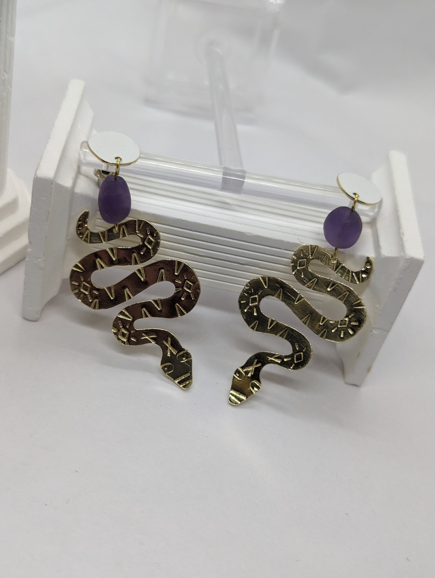 Snake Earrings 'The Serpent's Path Amethyst Earrings'