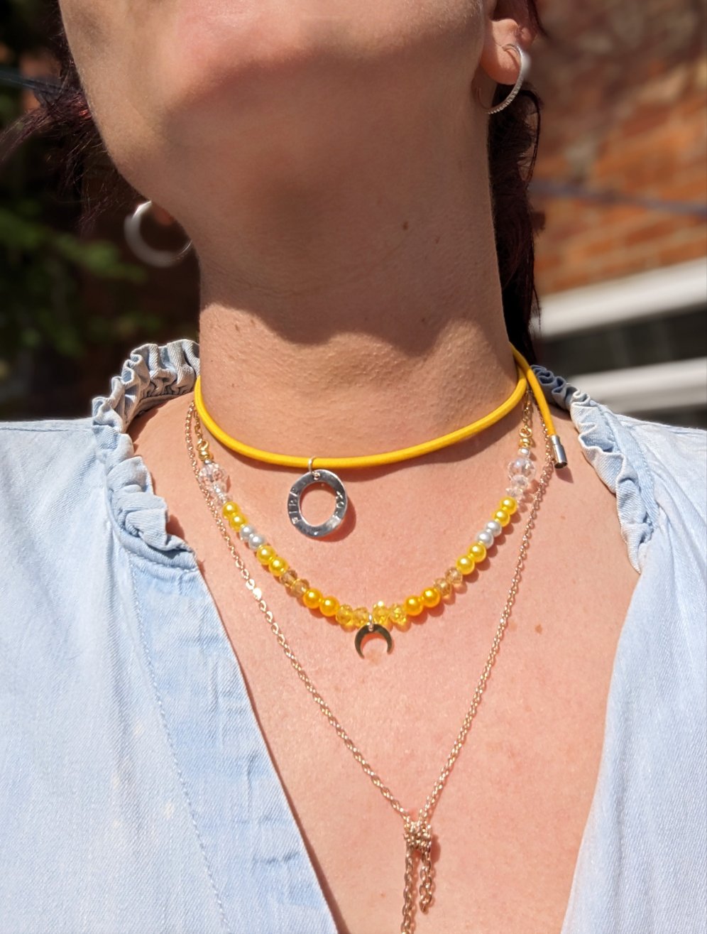 Suncatcher Boho Yellow Necklace. Layering necklaces. 