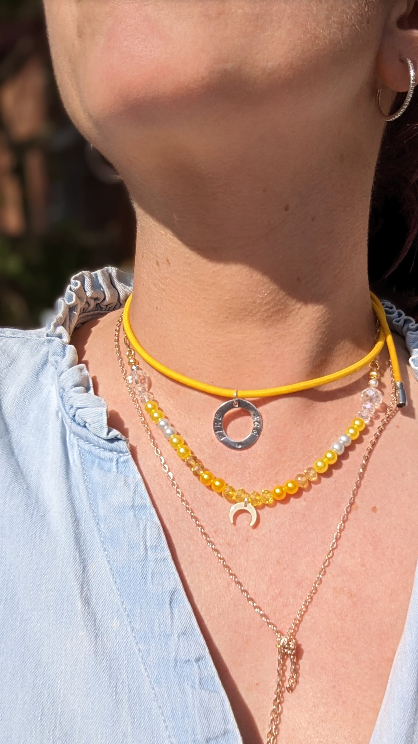 Suncatcher Boho Yellow Necklace. Layering necklaces 