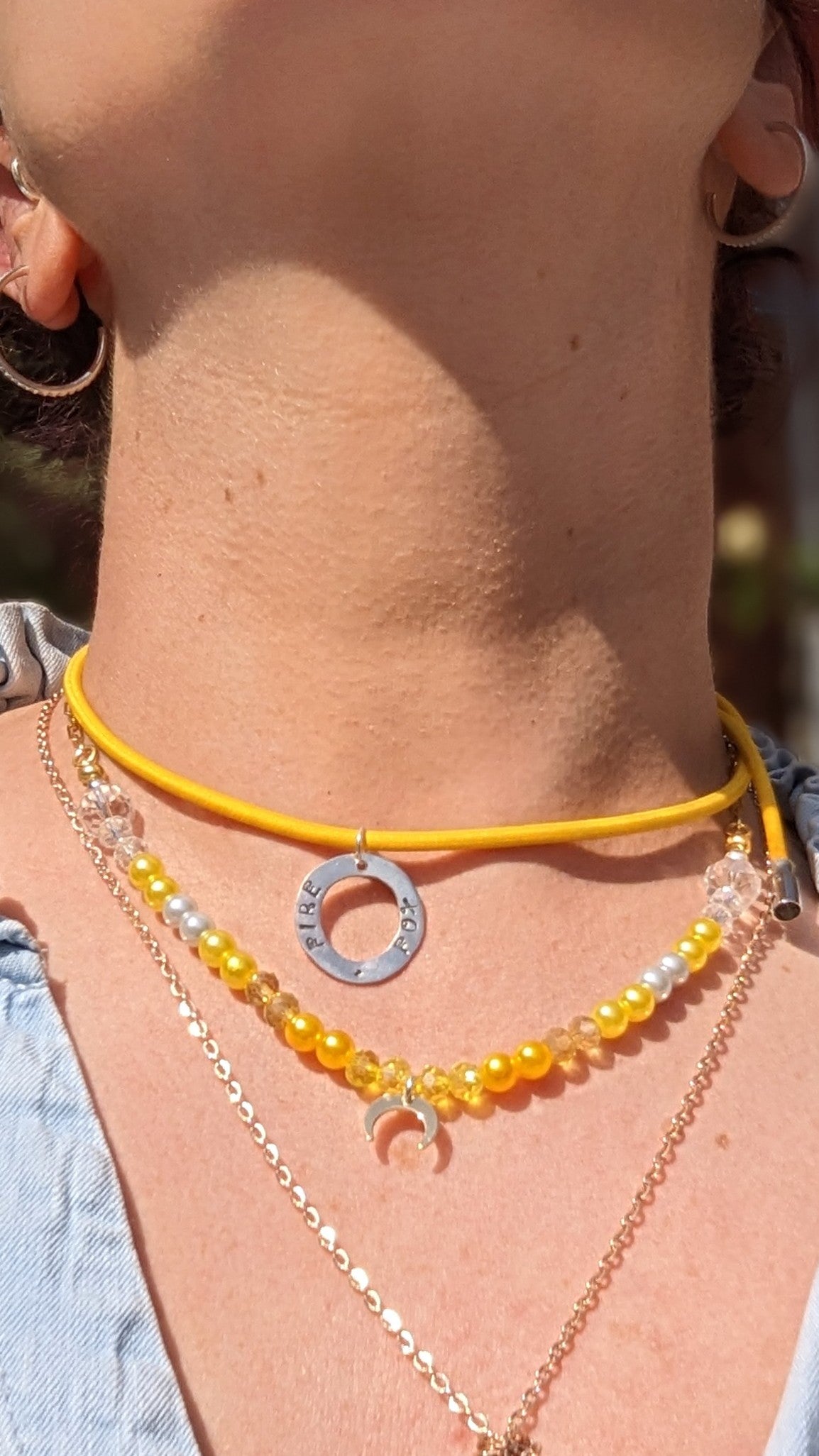 Suncatcher Boho Yellow Necklace. Layering necklaces 