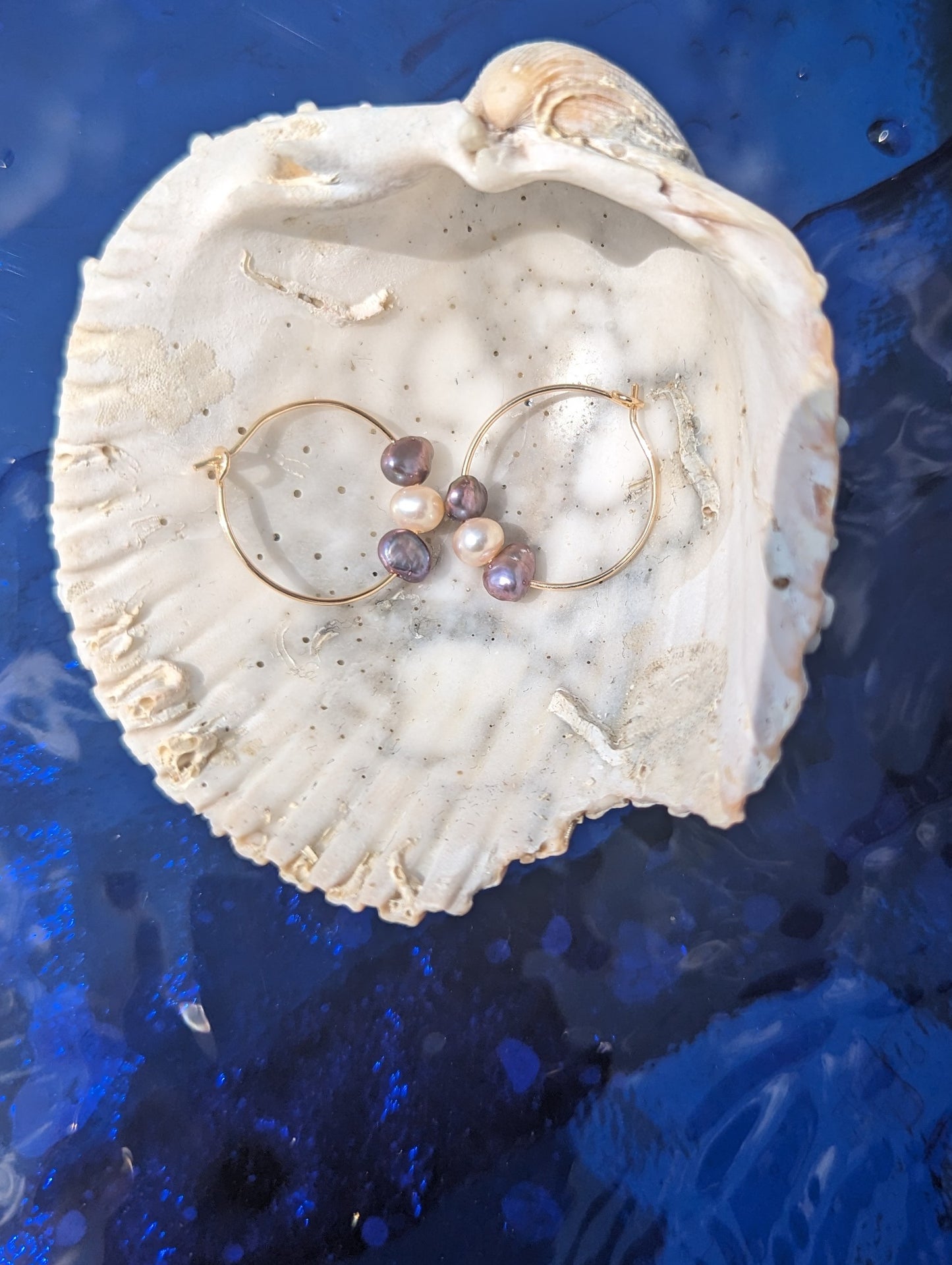 Dainty Freshwater Pearls Hoop Earrings