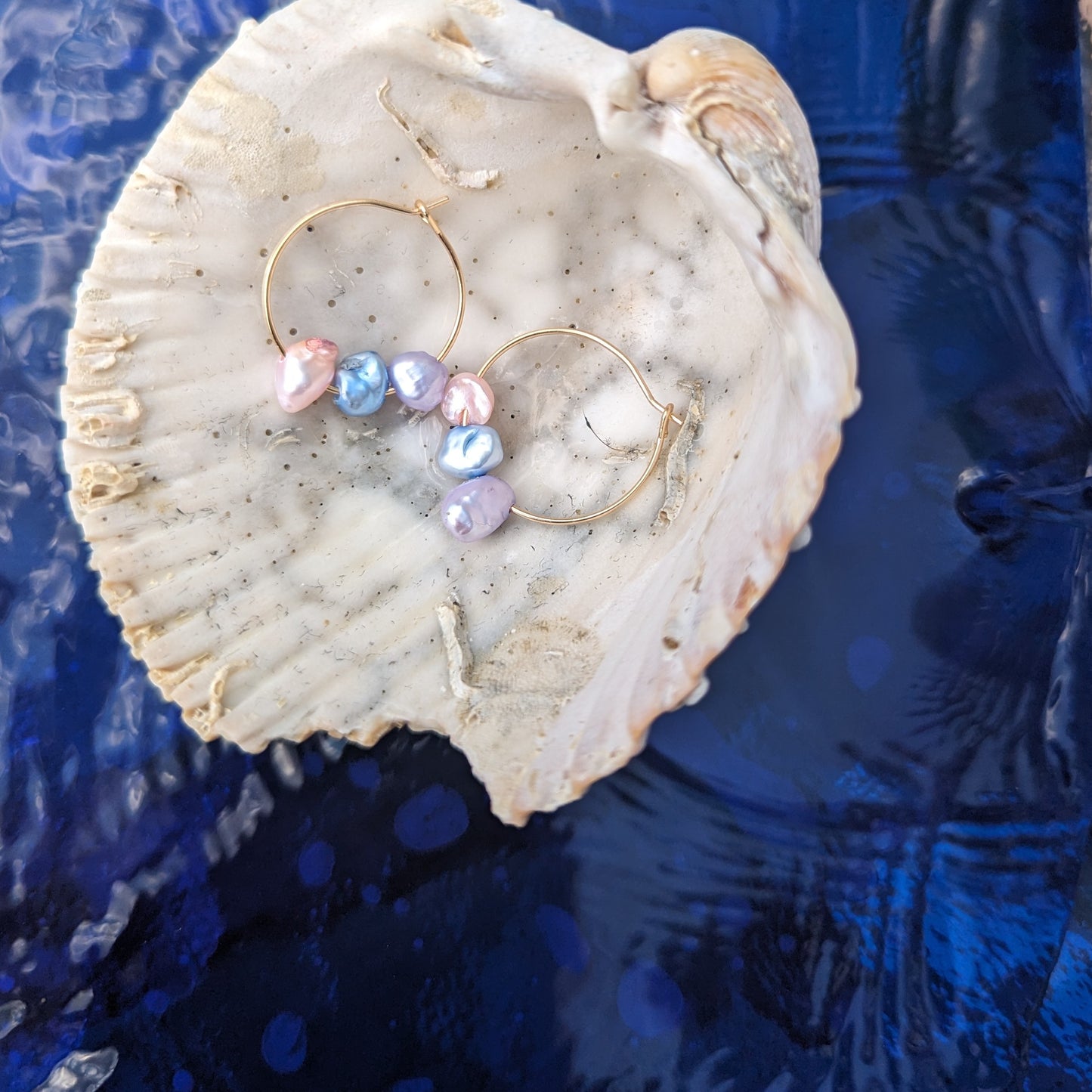 Dainty Keshi Freshwater Pearls Hoop Earrings