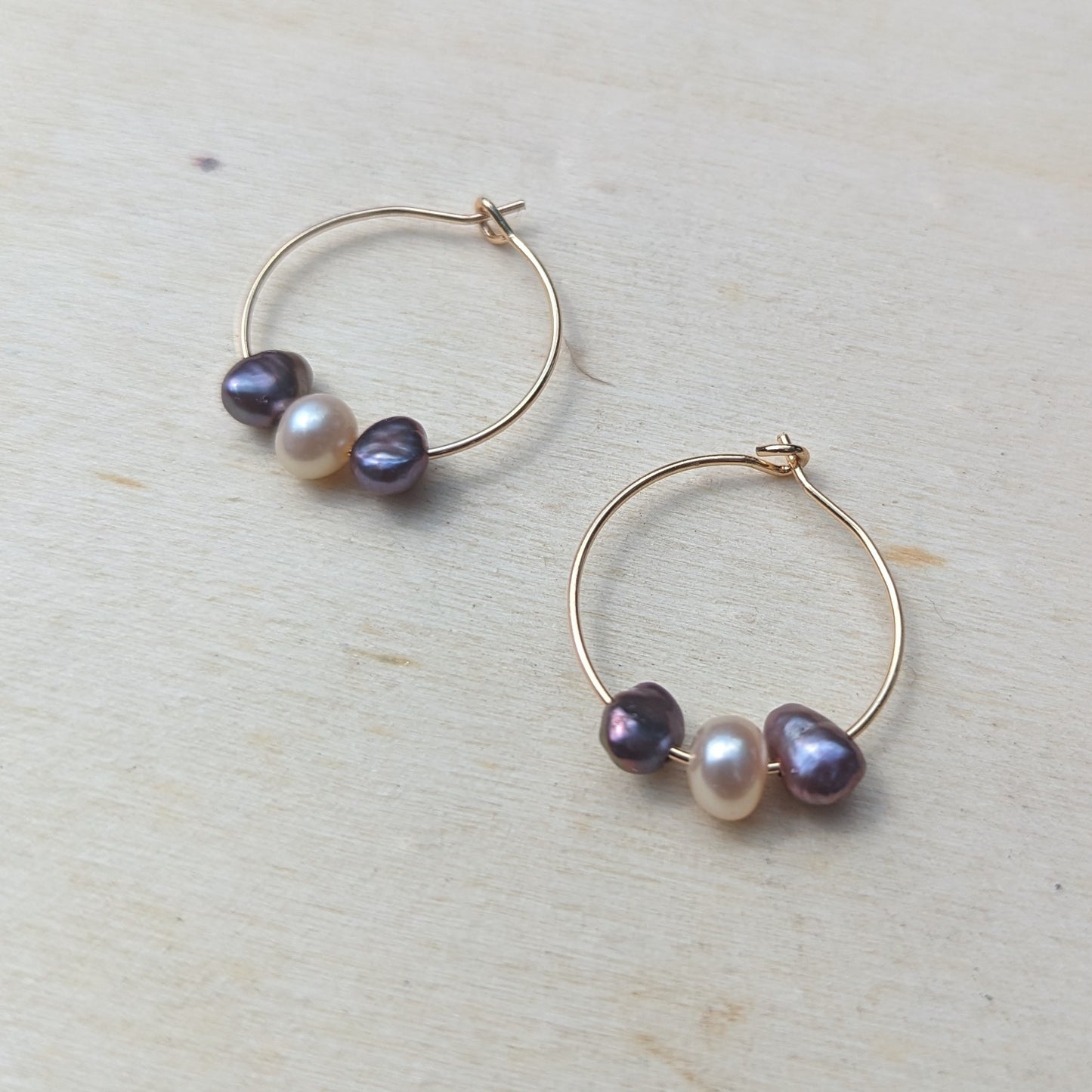 Dainty Freshwater Pearls Hoop Earrings