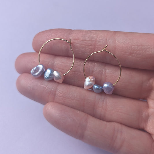Dainty Keshi Freshwater Pearls Hoop Earrings