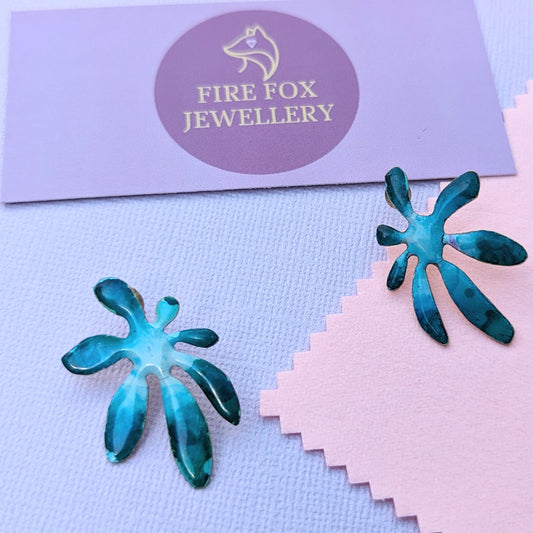 Blue Flower Stud Earrings.