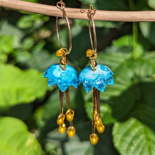 Blue Azalea Dangle Earrings.