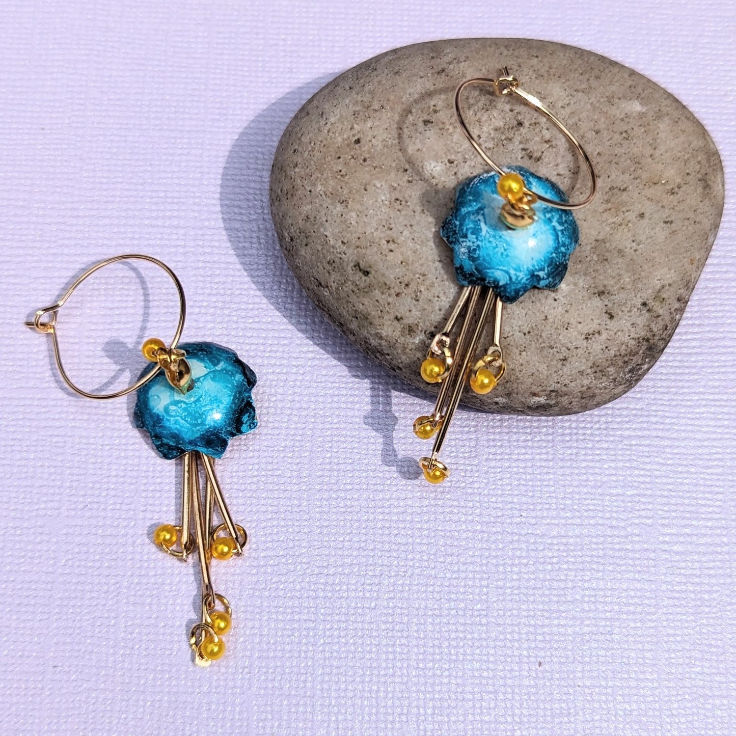 Blue Azalea Dangle Earrings.