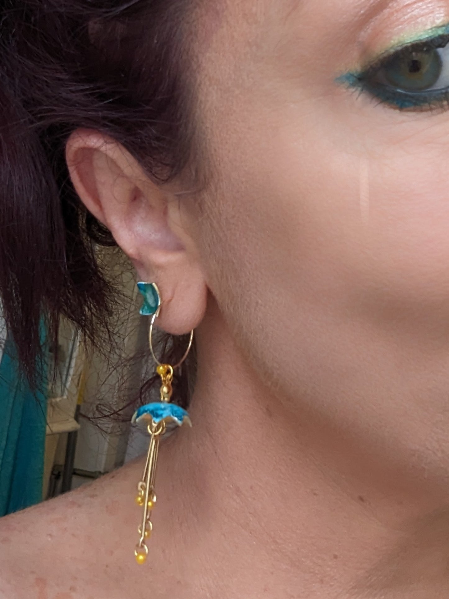 Blue Azalea Dangle Earrings.