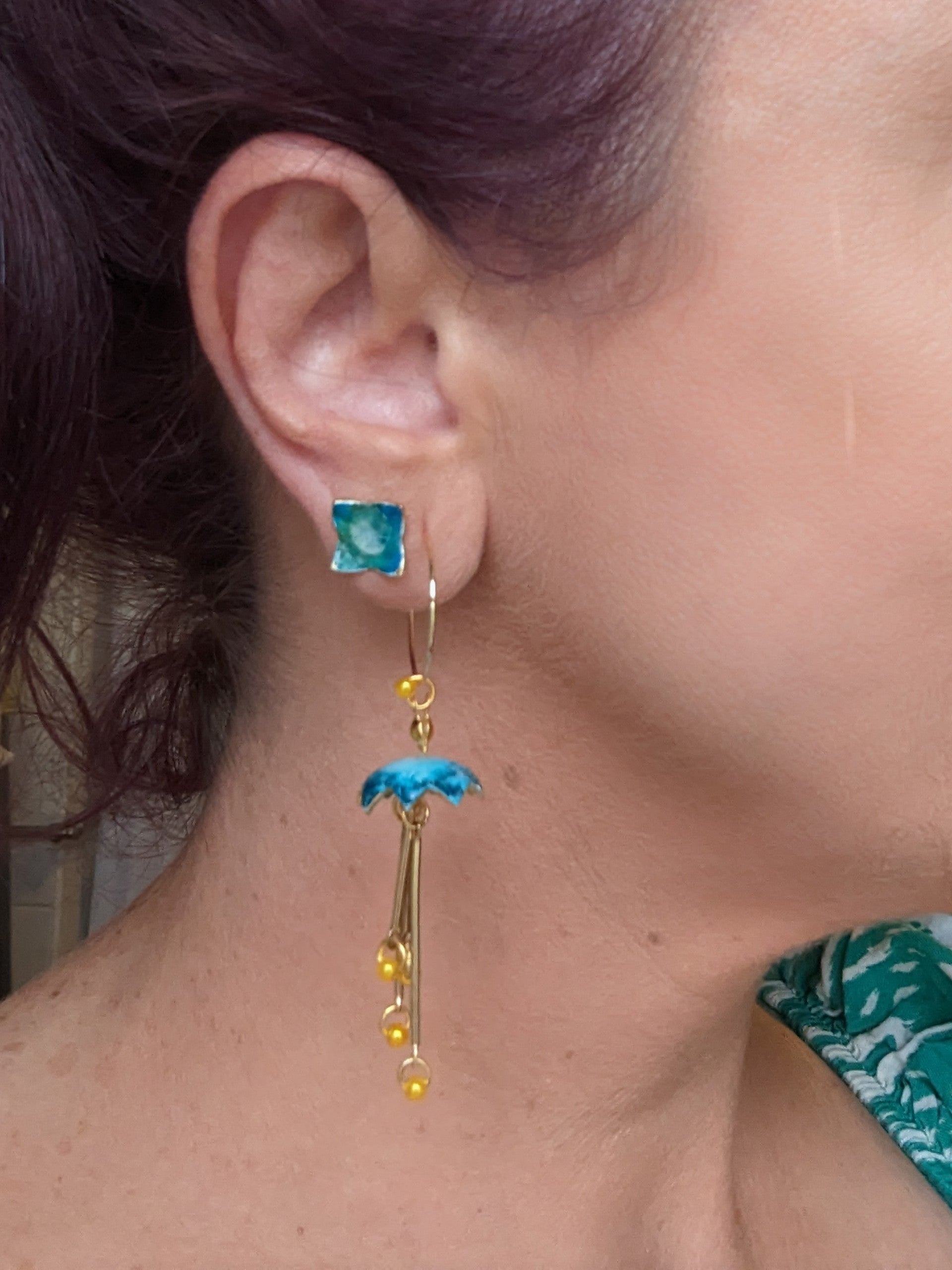 Blue Azalea Dangle Earrings.