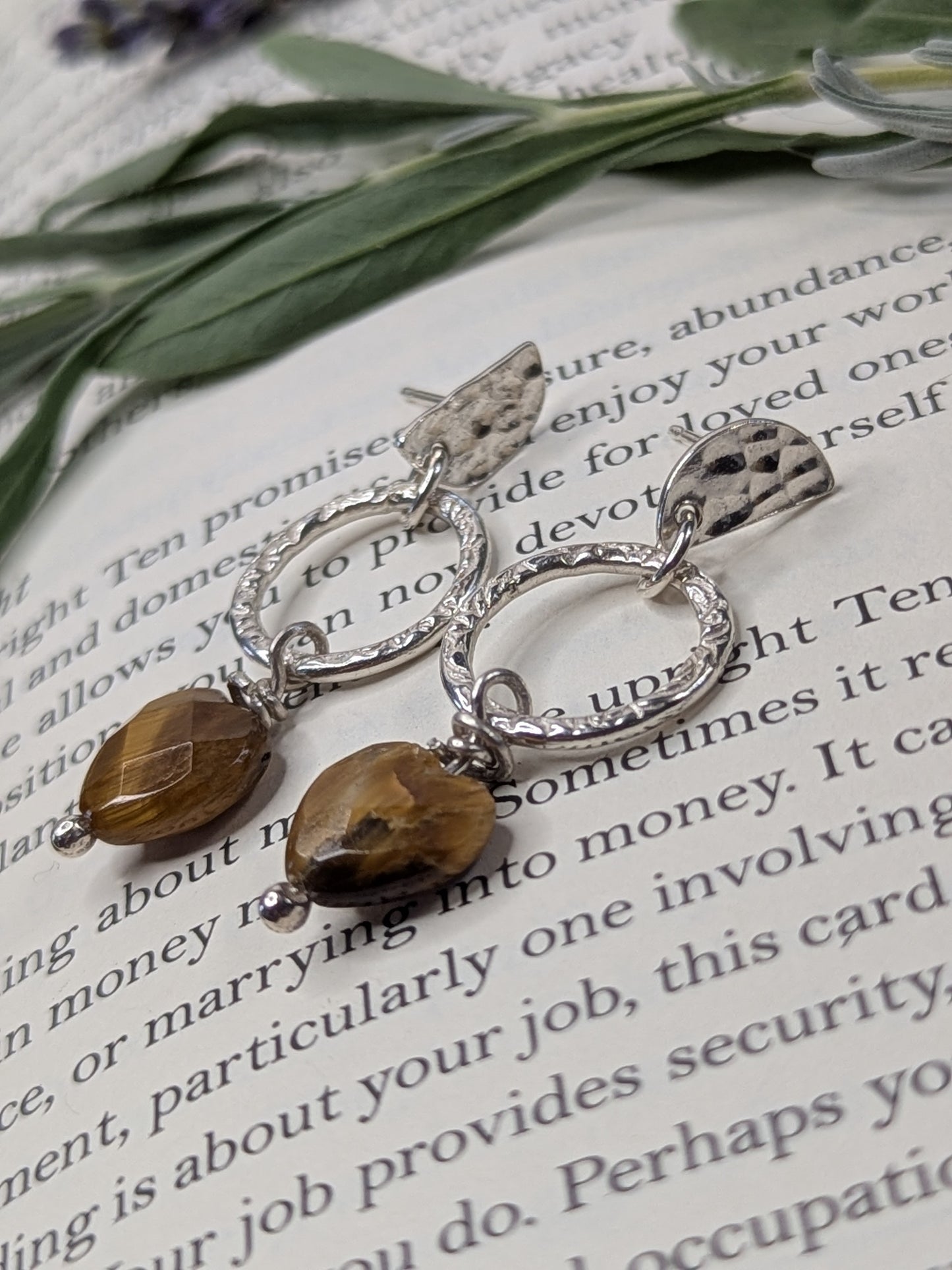 Tiger’s Eye Heart Earrings — Abundance, Strength & Balance from Silver Moons Studs.