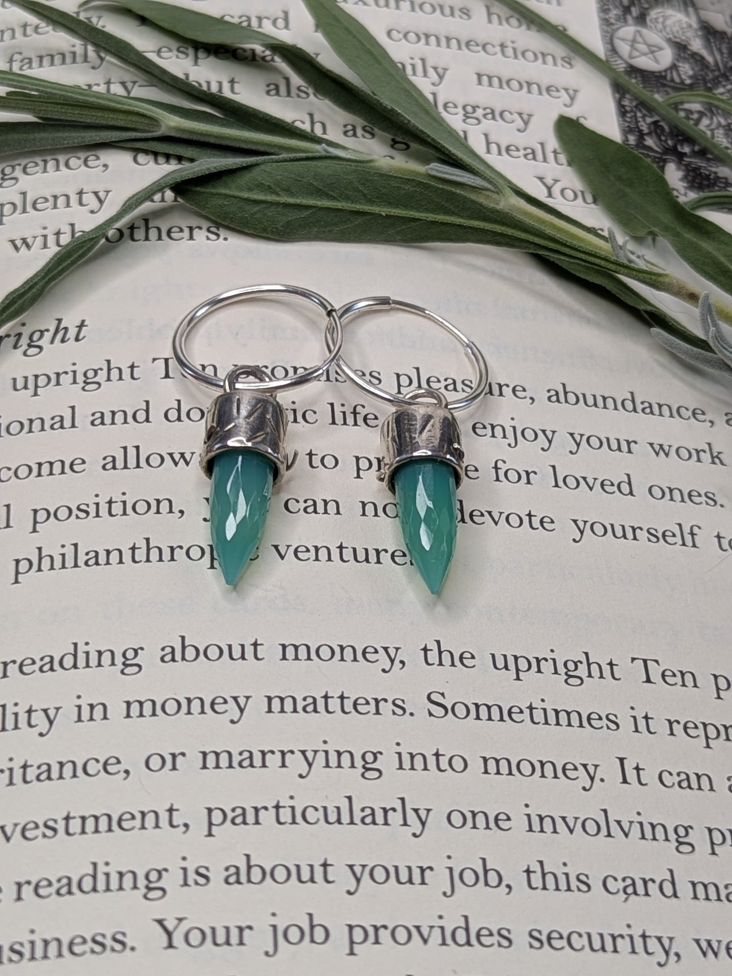 Chrysoprase Bullet Crystal Earrings — Sterling Silver Hoops for Heart-Centered Strength