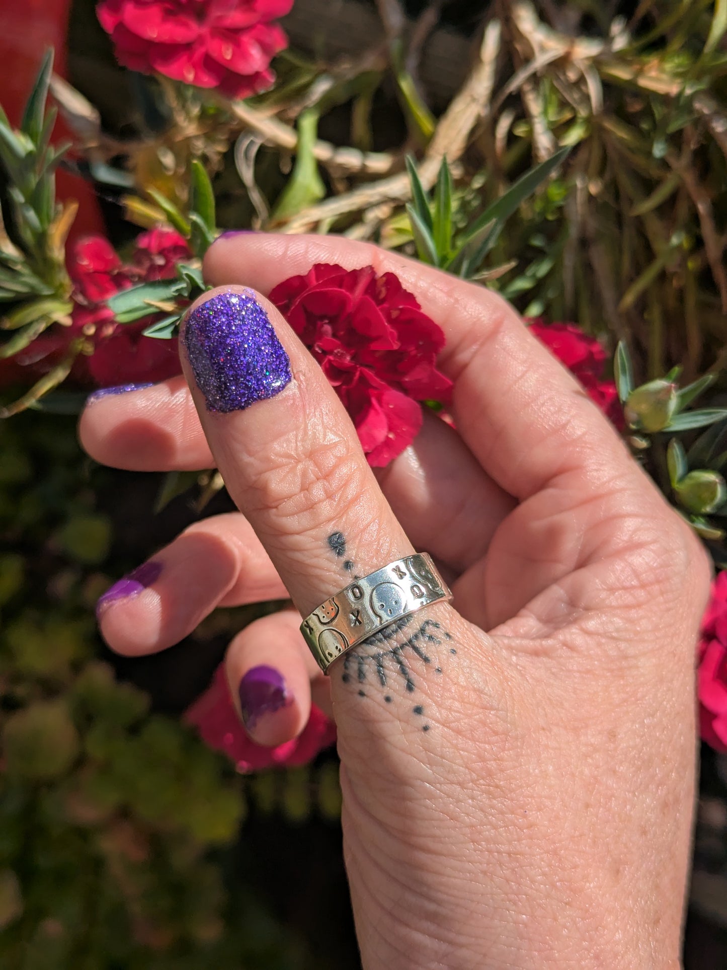 Chunky Silver Skull Rings. Adjustable Size L to N