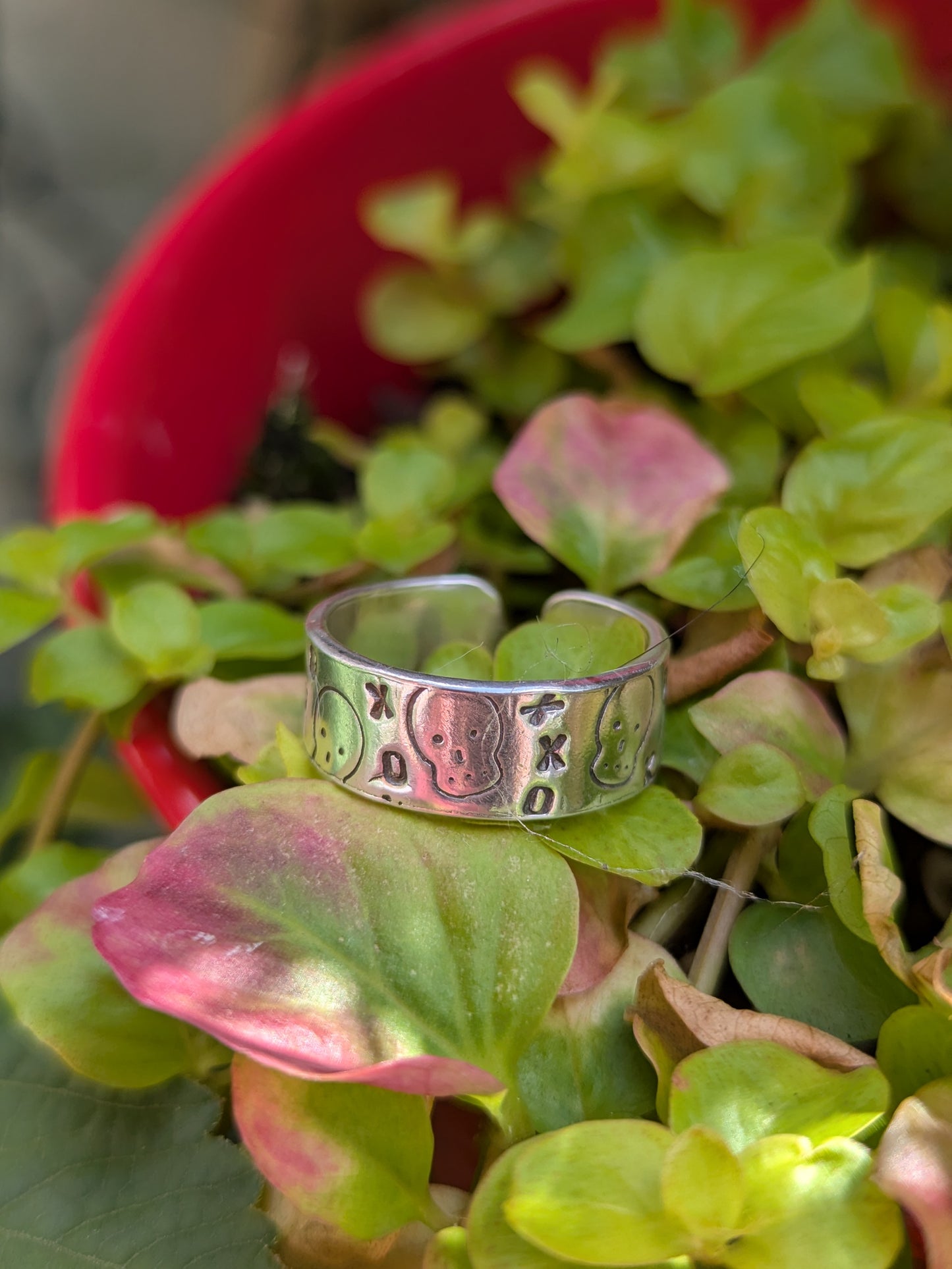 Chunky Silver Skull Rings. Adjustable Size L to N