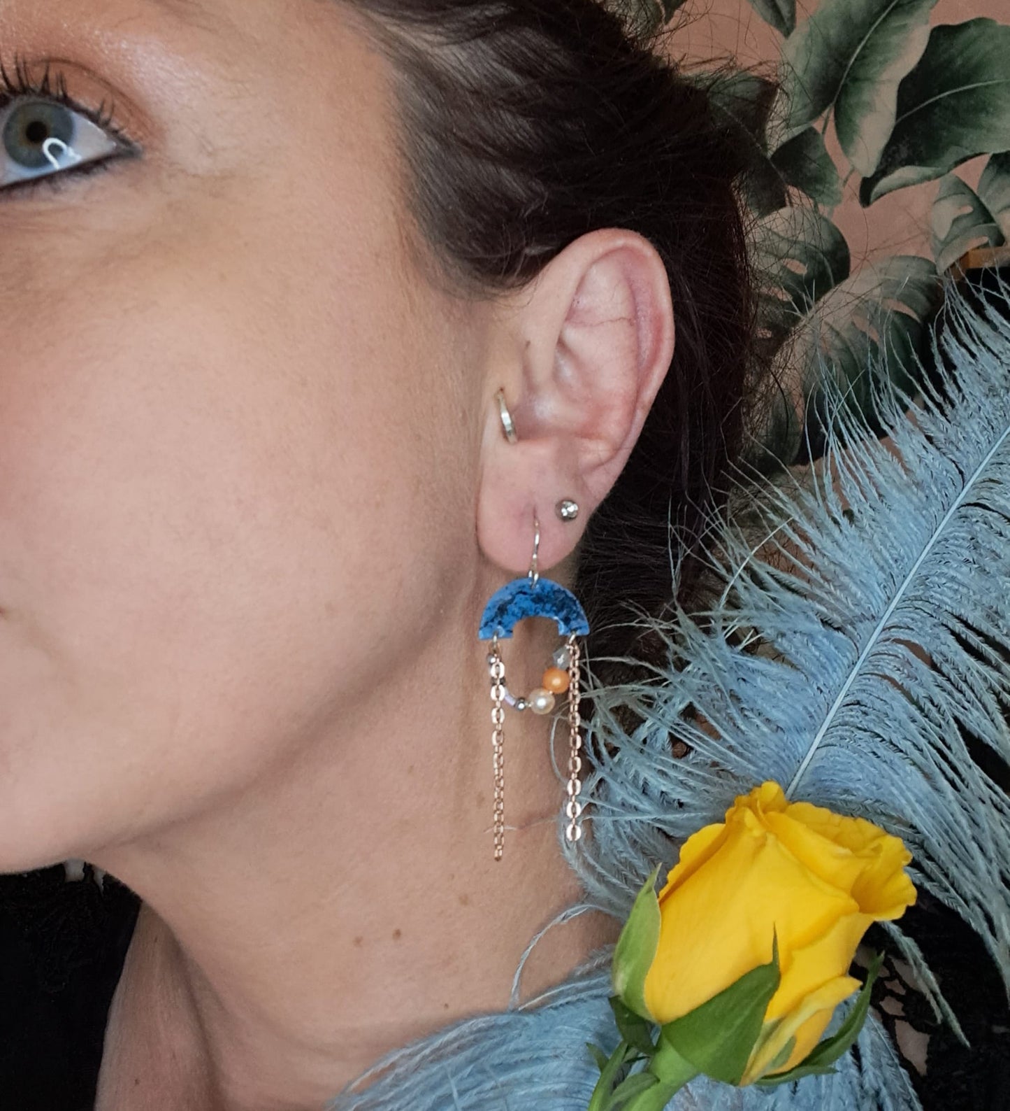 Blue speckled earrings