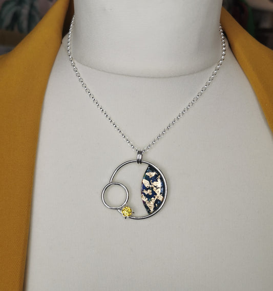 Silver necklace with yellow cubic zirconia