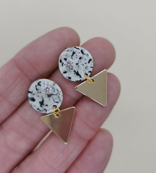 White Speckled Studs with Cubic Zirconia
